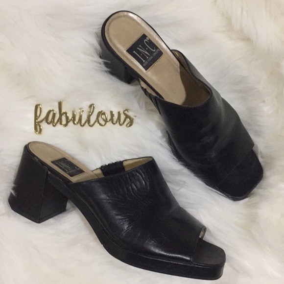 INC International Concepts Shoes - INC International Concepts black leather mules
